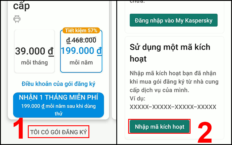 Nhập mã kích hoạt